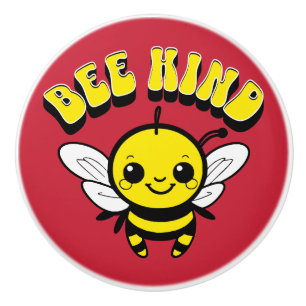 Bee kind text design ceramic knob