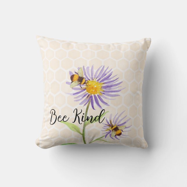 Bee Kind Throw Pillow (Front)