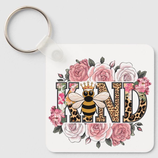 Bee kind to your mind bees funny animal insect keychain (Front)