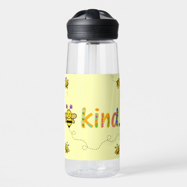 Bee Kind Whimsical Floral Bee Lover  Water Bottle (Front)