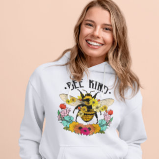 Bee Kind Wild Flowers Graphic Casual Hoodie