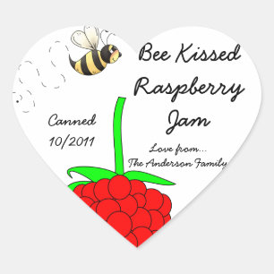 Bee Kissed Raspberry Jam Jar Label (Customize)