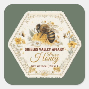 Bee Label for Pure Honey Sticker