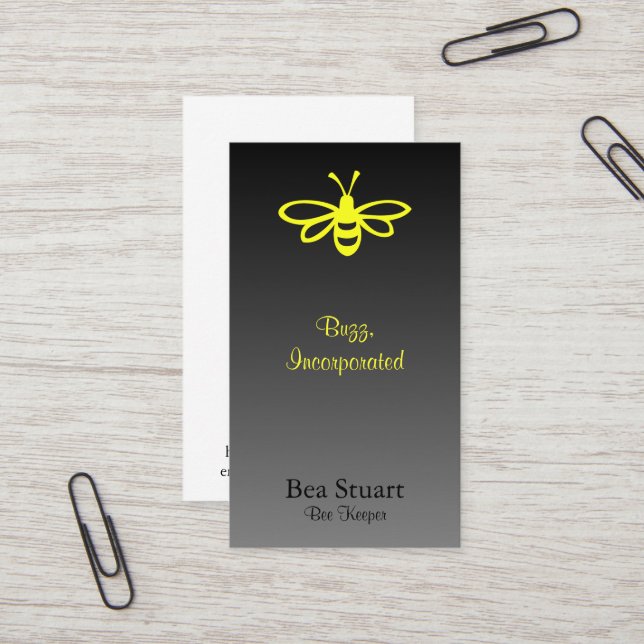 Bee [lemon] on Gradient [black] Business Card (Front/Back In Situ)