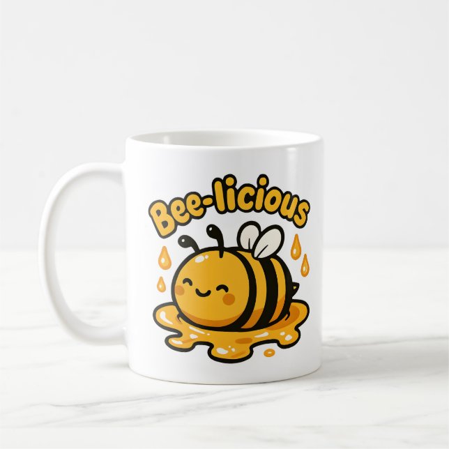 Bee-licious Cute Honey Bee Coffee Mug (Left)