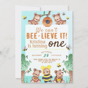 Bee-lieve It Honey Bear Birthday Invitation