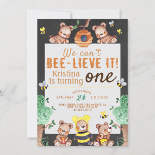 Bee-lieve It Honey Bear Birthday Invitation
