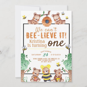 Bee-lieve It Honey Bear Birthday Invitation