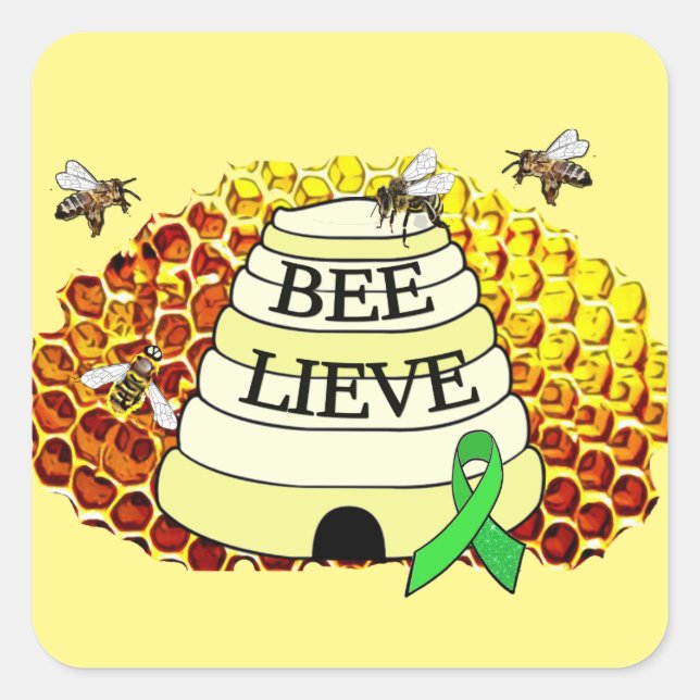 Bee-Lieve Lyme Disease Awareness Stuff Square Sticker (Front)