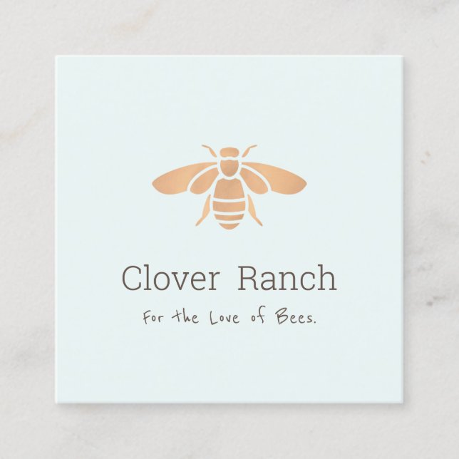 Bee Logo Beekeeping Apairist Bumblebee Square Business Card (Front)
