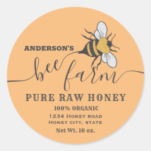 Bee logo script bee farm honey jar label
