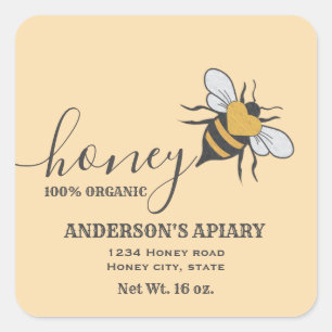 Bee logo script honey jar label