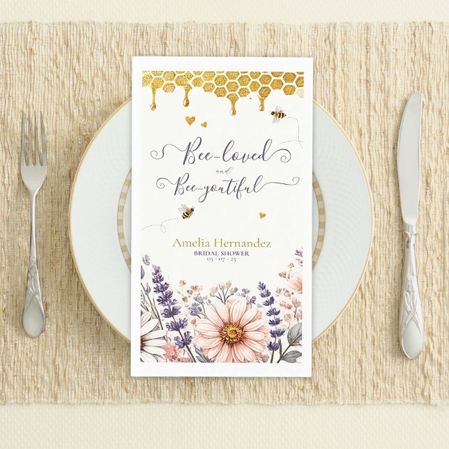 Bee-Loved and Bee-Youtiful Bridal Shower  Napkin (Creator Uploaded)