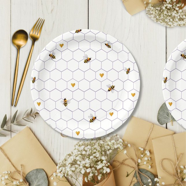 Bee-Loved and Bee-Youtiful Bridal Shower  Paper Plate (Creator Uploaded)