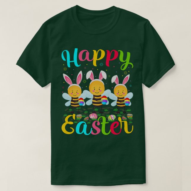 Bee Lover Funny Easter Egg Bunny Bee Happy Easter  T-Shirt (Design Front)