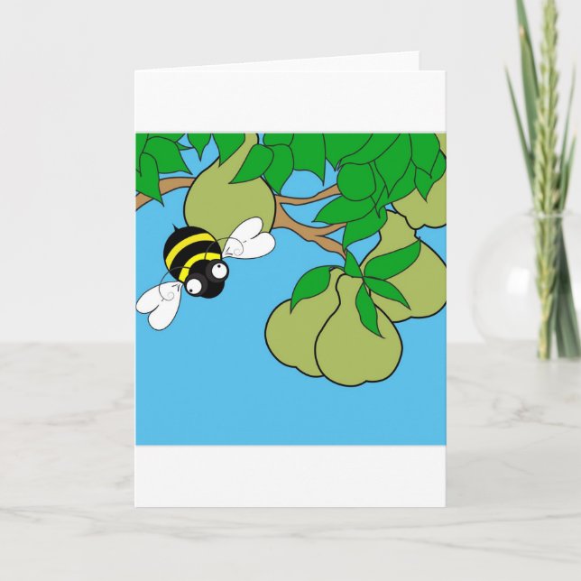 Bee Loving Pear Tree Card (Blank Inside) (Front)
