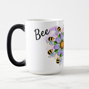 Bee magical with pastel heart background mug