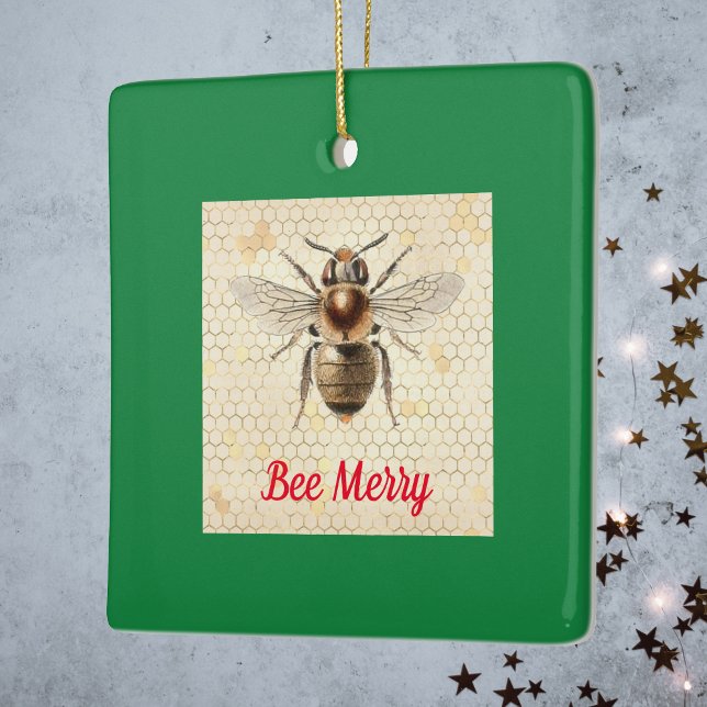 Bee Merry Christmas Bee Ceramic Ornament (Creator Uploaded)