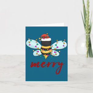 Bee Merry Christmas Bee In Santa Hat Cute Merry Xm Card