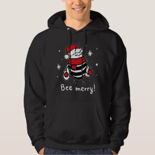 Bee Merry Christmas - bee wears santa hat Xmas Gif Hoodie