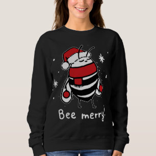 Bee Merry Christmas - bee wears santa hat Xmas Gif Sweatshirt