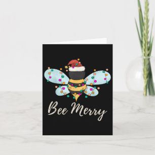 Bee Merry Christmas Bee Wears Santa Hat Xmas Light Card