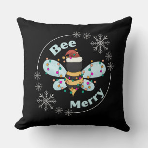 Bee Merry Christmas  Throw Pillow