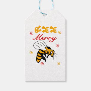 Bee Merry Cute Funny Christmas Snow Flake Costume Gift Tags