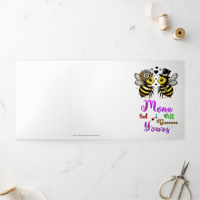 Bee Mine And I Will Bee Yours Tri-Fold Holiday Card (Outside)