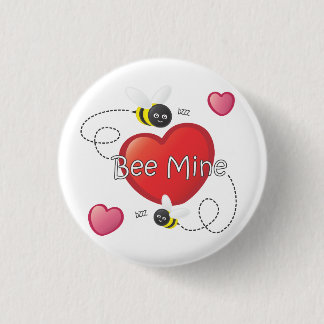 Bee Mine - Bees and Hearts 1 Inch Round Button