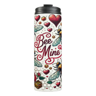 Bee Mine Bumblebee Hearts Valentines Day Thermal Tumbler