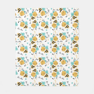Bee Mine Bumblebee Pattern Fleece Blanket