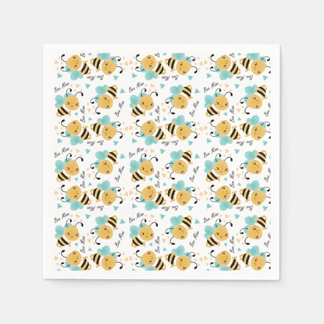 Bee Mine Bumblebee Pattern Napkin (Front)