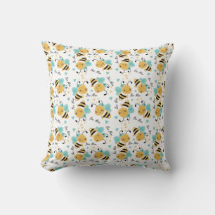 Bee Mine Bumblebee Pattern Throw Pillow