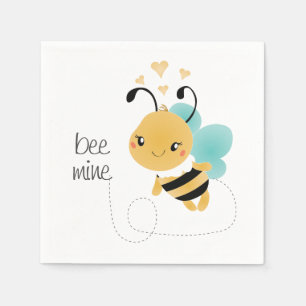Bee Mine Bumblebee Yellow Black Napkin