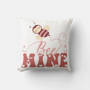 Bee Mine Cute Valentine's Day Bee Throw Pillow
