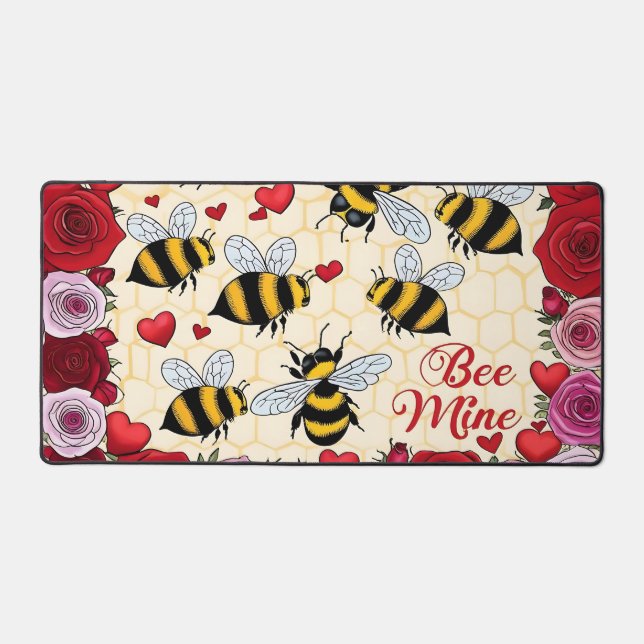 Bee Mine Floral Love Frame Desk Mat (Front)