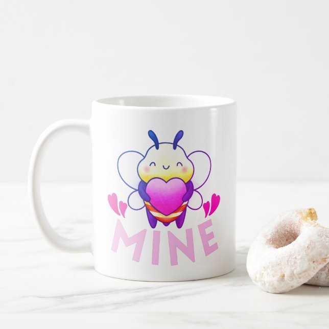 BEE MINE - FUNNY VALENTINE DAY COFFEE MUG (With Donut)