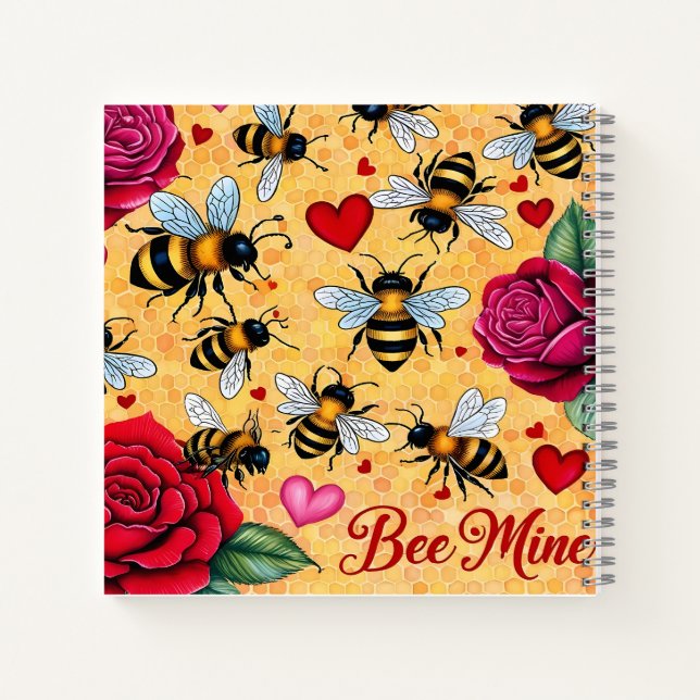 Bee Mine Golden Honey Love Notebook (Back)