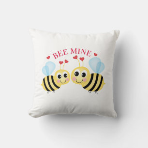 Bee Mine Love Design Valentine's Day Throw Pillow