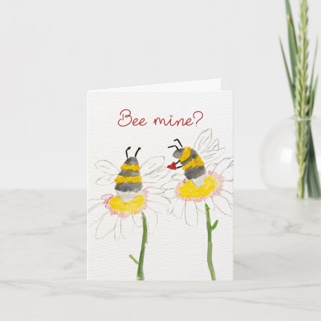 Bee Mine? on Flowers Folded Valentine's Day Card (Front)