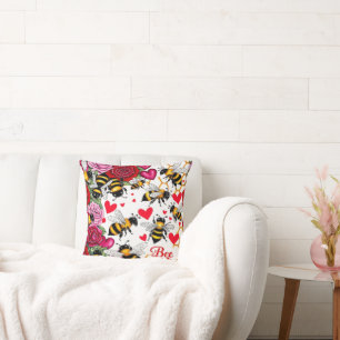 Bee Mine Sweet Honeycomb Blooms Throw Pillow
