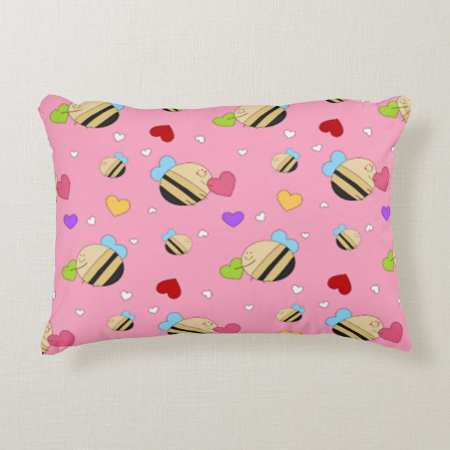 Bee Mine Valentine Accent Pillow (Front)