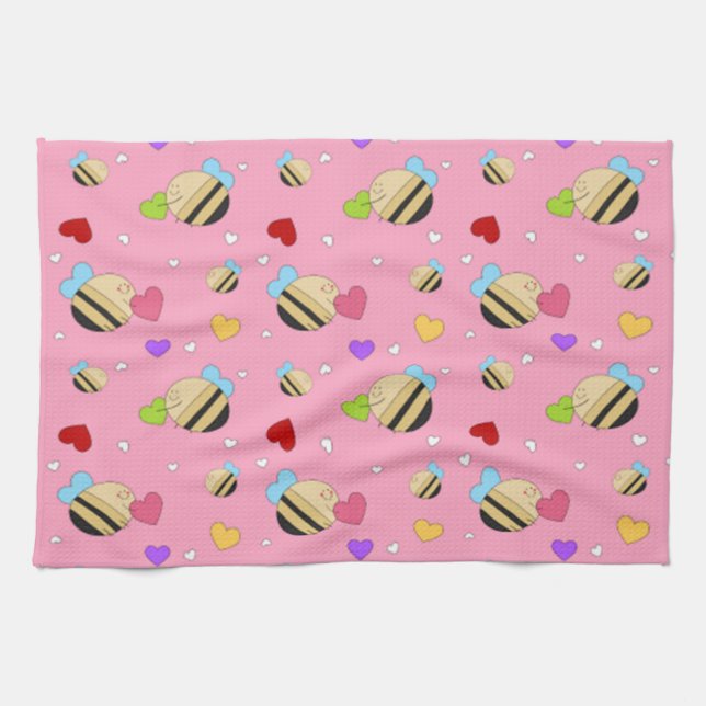 Bee Mine Valentine Kitchen Towel (Horizontal)