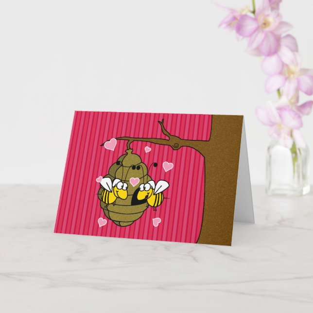 Bee Mine Valentine Screwball Graphics Greeting Card (Orchid)