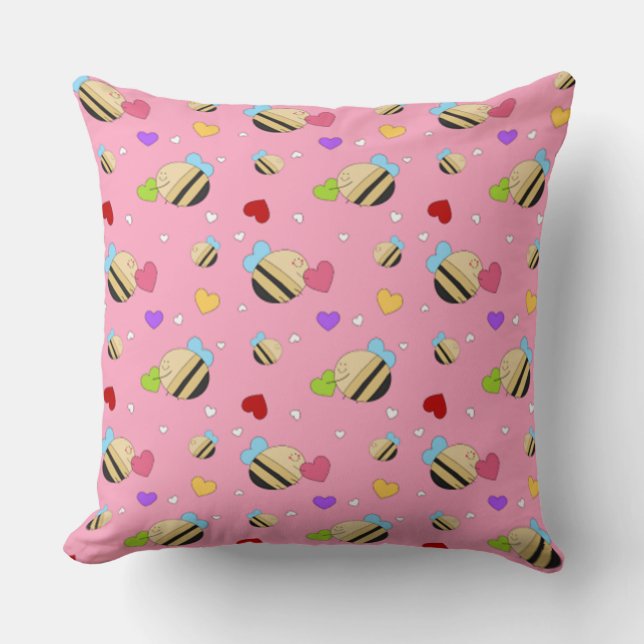 Bee Mine Valentine Throw Pillow (Front)