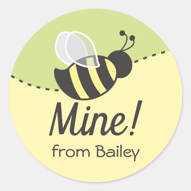 Bee Mine Valentine's Day Favour Label Round Sticke (Front)