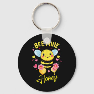 Bee Mine Valentine's Day Honey Funny Quote Valenti Keychain