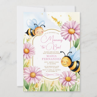 Bee Mommy to Bee Baby Shower Pink Sunflowers Invitation