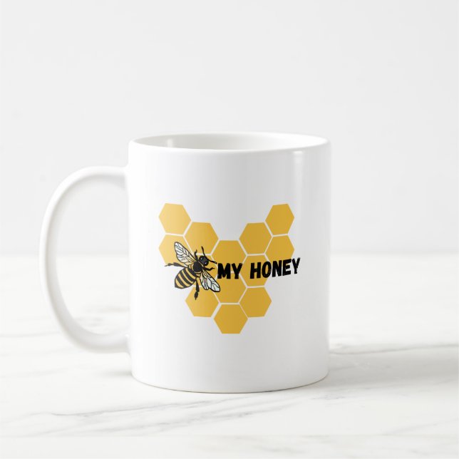"Bee My Honey" perfect gift for beloved beekeeper, Coffee Mug (Left)